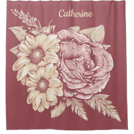Individuelle Name Blume Illustration Duschvorhang