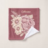 Individuelle Name Blume Illustration Handtuch Set (Waschlappen)