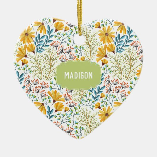 Individuelle Name Blume Illustration Keramik Ornament (Vorne)