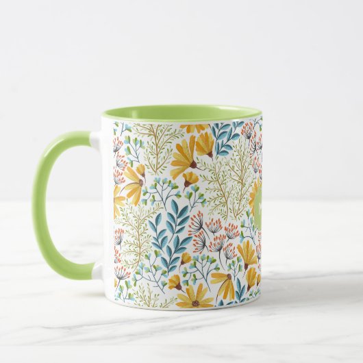 Individuelle Name Blume Illustration Tasse (Links)