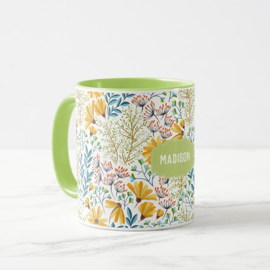 Individuelle Name Blume Illustration Tasse (Vorderseite Links)