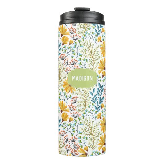 Individuelle Name Blume Illustration Thermosbecher (Vorderseite)