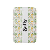 Individuelle Name Blume und Blätter auf weiß Badematte (Vorderseite Vertikal)