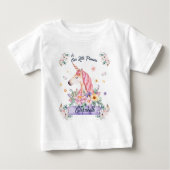 Individuelle Name Blume Unicorn Baby T-shirt (Vorderseite)