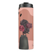 Individuelle Name Blume Vase mit schwarzen Blume r Thermosbecher (Vorderseite)