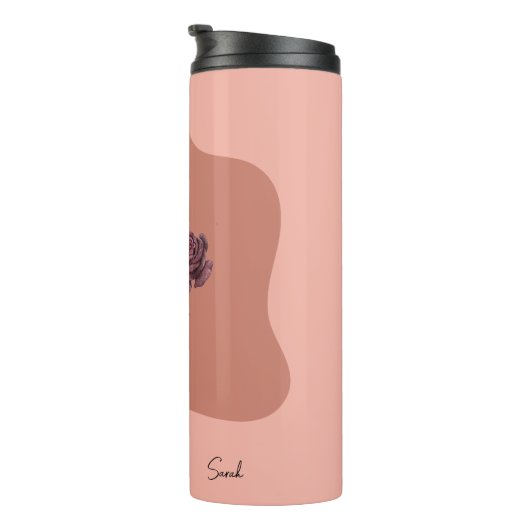 Individuelle Name Blume Vase mit schwarzen Blume r Thermosbecher (Nach rechts gedreht)