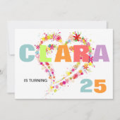 Individuelle Name Blume Wreath Herzstück Geburtsta Einladung (Vorderseite)