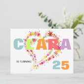 Individuelle Name Blume Wreath Herzstück Geburtsta Einladung (Stehend Vorderseite)