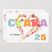 Individuelle Name Blume Wreath Herzstück Geburtsta Einladung (Vorne/Hinten)