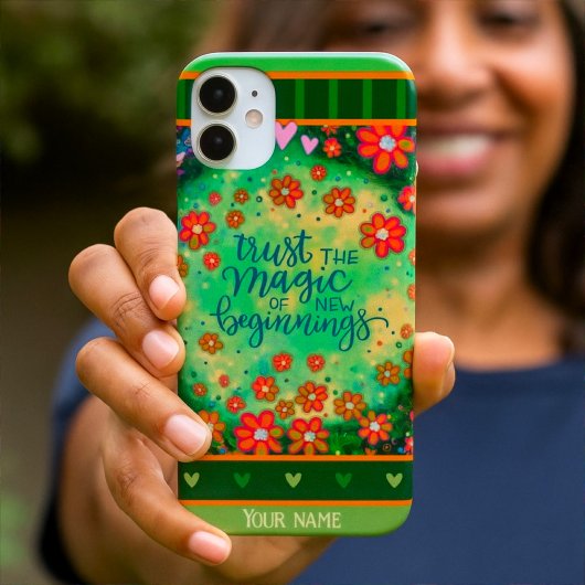 Individuelle Name Blumengrün Neubeginn Case-Mate iPhone Hülle