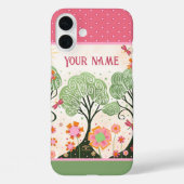 Individuelle Name Blumenrosa Baum Grüne Inspirivit Case-Mate iPhone Hülle (Rückseite)