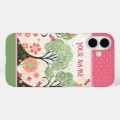 Individuelle Name Blumenrosa Baum Grüne Inspirivit Case-Mate iPhone Hülle (Rückseite (Horizontal))