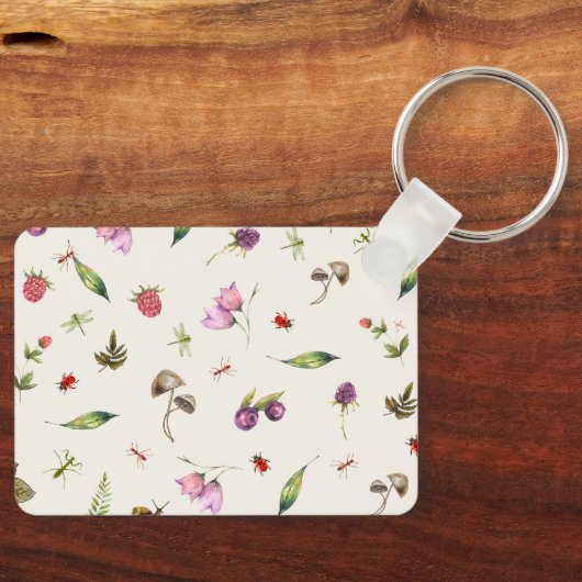 Individuelle Name Blumenwald Grüne Berries Schlüsselanhänger (Vorderseite)