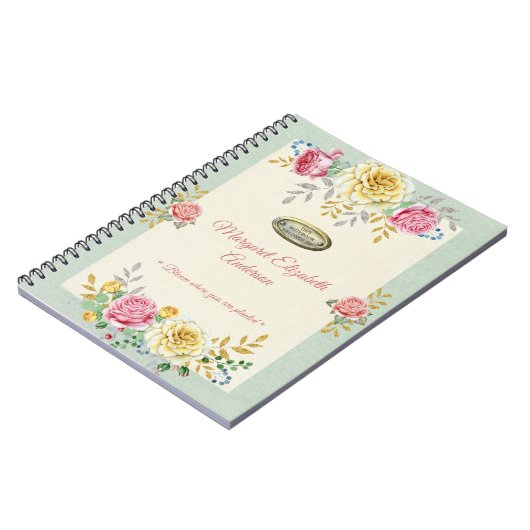 Individuelle Name Blumenzettel Rose Notizblock (Linke Seite)