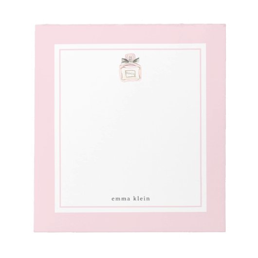 Individuelle Name Blush Pink Parfüm Flasche Notizblock (Vorderseite)
