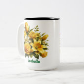 Individuelle Name Blütenblüte Zwei-Tone-Kaffee-Tas Zweifarbige Tasse (Vorderseite Links)