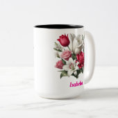 Individuelle Name Blütenblüte Zwei-Tone-Kaffee-Tas Zweifarbige Tasse (VorderseiteRechts)