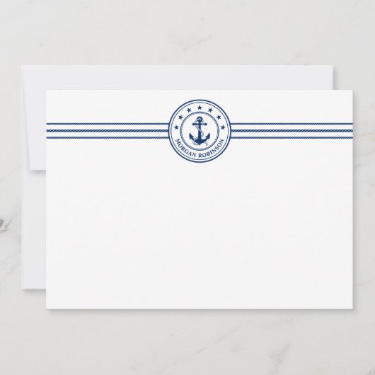 Individuelle Name Boat Anchor Nautical Stars Rope Mitteilungskarte (Vorderseite)