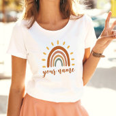 Individuelle Name Boho Earth Tone Rainbow Sun T-Shirt