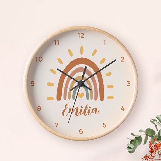 Individuelle Name Boho Earth Tone Rainbow Sun Uhr