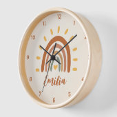 Individuelle Name Boho Earth Tone Rainbow Sun Uhr (Winkel)