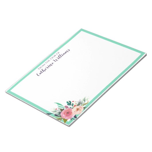 Individuelle Name Boho Floral Bouquet Stationery P Notizblock (angewinkelt)