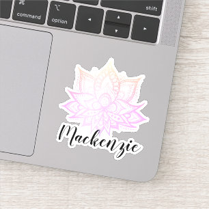 Individuelle Name Boho Pastel Pink Gradient Lotus Aufkleber