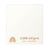 Individuelle Name Boho Rainbow Sun Notizblock (Vorderseite)