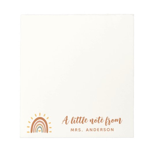 Individuelle Name Boho Rainbow Sun Notizblock (Vorderseite)