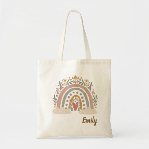 Individuelle Name Boho Rainbow Tote Bag Tragetasche