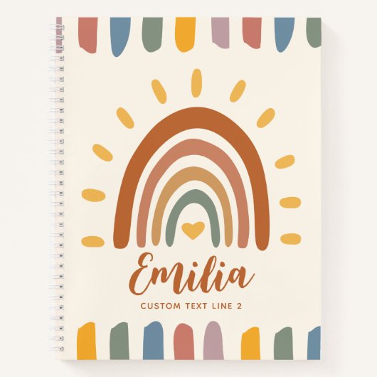 Individuelle Name Boho Rainbow zurück zur Schule Notizblock (Vorderseite)