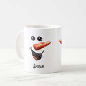 Individuelle Name Bold lacht Snowman Face & Snow Kaffeetasse (Vorderseite Links)