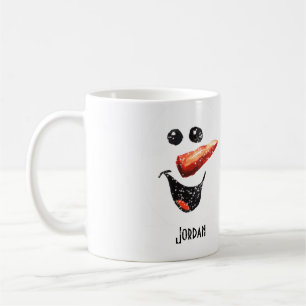 Individuelle Name Bold lacht Snowman Face & Snow Kaffeetasse
