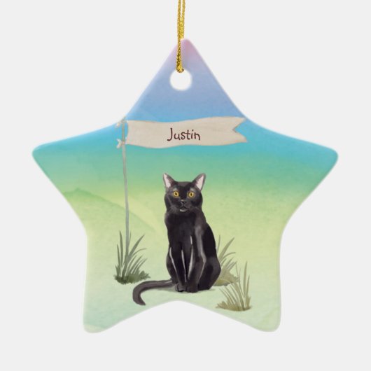 Individuelle Name Bombay Cat Pet Keramik Ornament (Vorne)