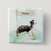 Individuelle Name Border Collie Pet Hund Button (Vorderseite)