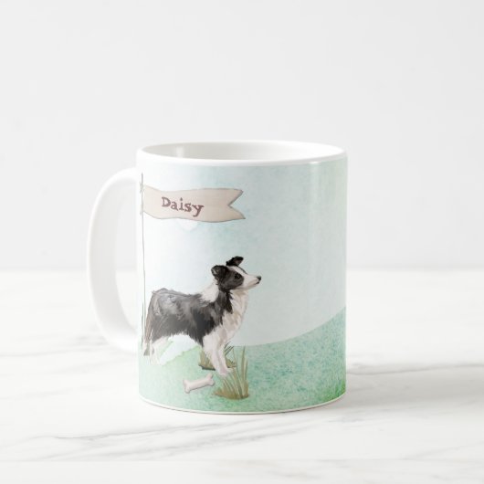 Individuelle Name Border Collie Pet Hund Kaffeetasse (Vorderseite Links)