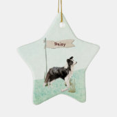 Individuelle Name Border Collie Pet Hund Keramik Ornament (Rechts)