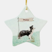 Individuelle Name Border Collie Pet Hund Keramik Ornament (Hinten)