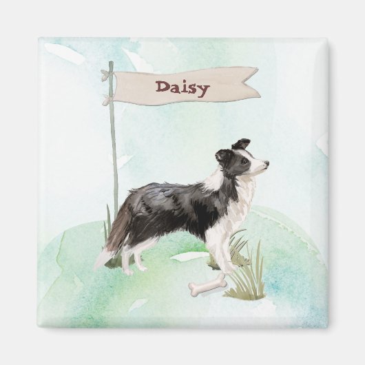 Individuelle Name Border Collie Pet Hund Magnet (Vorne)