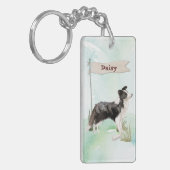 Individuelle Name Border Collie Pet Hund Schlüsselanhänger (Vorderseite links)