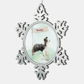 Individuelle Name Border Collie Pet Hund Schneeflocken Zinn-Ornament (Rechts)