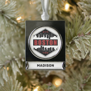 Individuelle Name Boston Massachusetts Banner-Ornament Silber