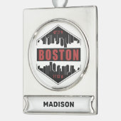 Individuelle Name Boston Massachusetts Banner-Ornament Silber (Links)