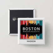 Individuelle Name Boston Massachusetts Button (Vorne & Hinten)