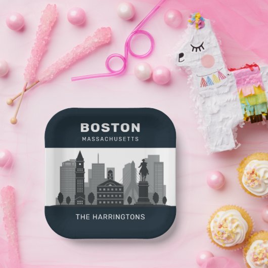 Individuelle Name Boston Massachusetts Pappteller (Party)