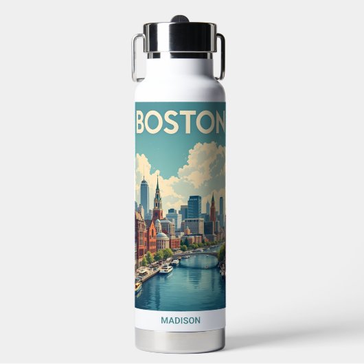 Individuelle Name Boston Massachusetts Trinkflasche (Vorderseite)