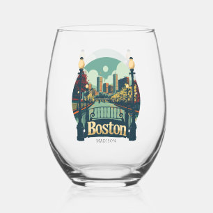 Individuelle Name Boston Massachusetts Weinglas Ohne Stiel