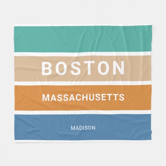 Individuelle Name Boston Massachusetts / YOUR TEXT Fleecedecke (Vorderseite (Horizontal))