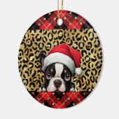 Individuelle Name Boston Terrier dog Weihnachtsman Keramik Ornament (Links)