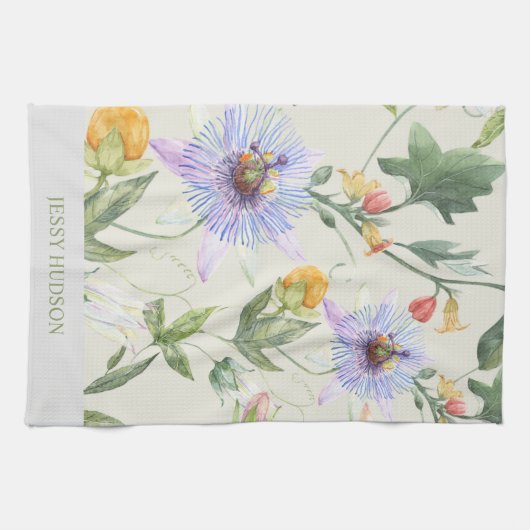 Individuelle Name Botanischer Blumenzitrus Geschirrtuch (Horizontal)